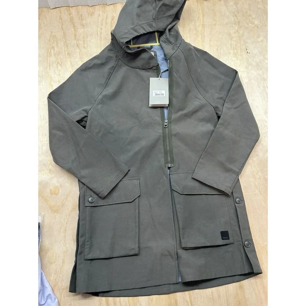 BENCH UK Outdoor Jacket Army‎ Green Chore Coat Sz S Hooded NEW! Long Pockets